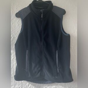 L.L. Bean Vest Womens Size S Black Fleece Sleeveless Full Zip Mock Neck Pockets